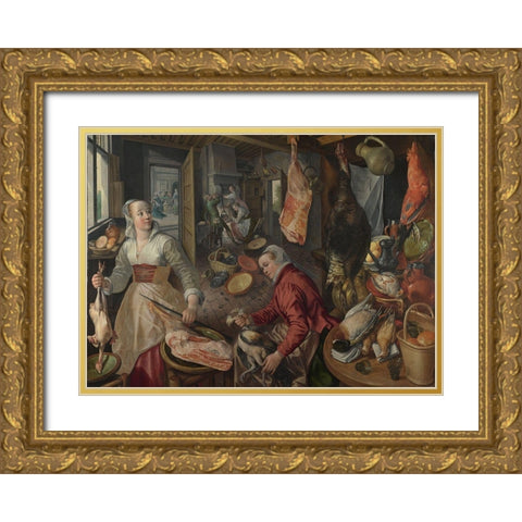 The Four Elements Fire Gold Ornate Wood Framed Art Print with Double Matting by Beuckelaer, Joachim