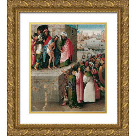 Ecce Homo Gold Ornate Wood Framed Art Print with Double Matting by Bosch, Hieronymus