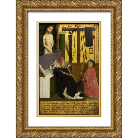 The Mass of St. Gregory Gold Ornate Wood Framed Art Print with Double Matting by Marmion, Simon