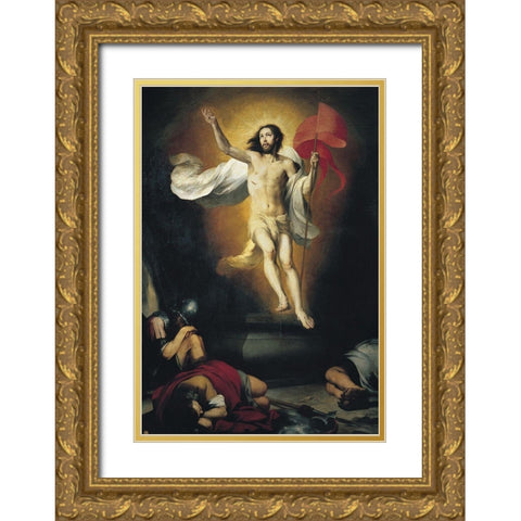 Resurreccion del Senor Gold Ornate Wood Framed Art Print with Double Matting by Murillo, Bartolome Esteban