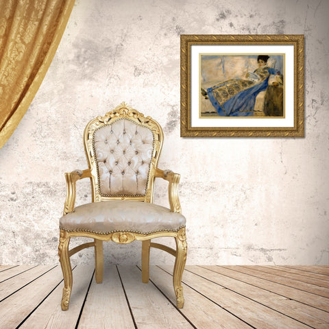 Madame Claude Monet Gold Ornate Wood Framed Art Print with Double Matting by Renoir, Pierre-Auguste