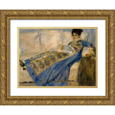 Madame Claude Monet Gold Ornate Wood Framed Art Print with Double Matting by Renoir, Pierre-Auguste