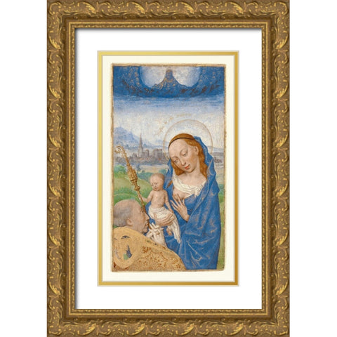 Saint Bernards Vision of the Virgin and Child Gold Ornate Wood Framed Art Print with Double Matting by Marmion, Simon