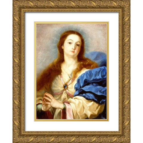 The Immaculate Conception Gold Ornate Wood Framed Art Print with Double Matting by Manuel, Padre