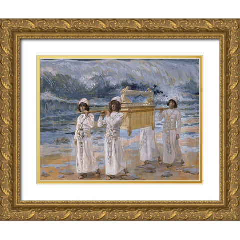The Ark Passes Over the Jordan Gold Ornate Wood Framed Art Print with Double Matting by Tissot, James