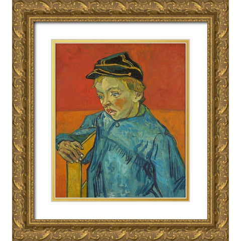 The Schoolboy Gold Ornate Wood Framed Art Print with Double Matting by van Gogh, Vincent
