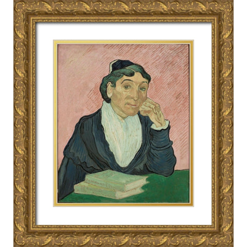 The Woman from Arles Gold Ornate Wood Framed Art Print with Double Matting by van Gogh, Vincent
