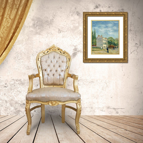 The restaurant Rispal in Asnieres Gold Ornate Wood Framed Art Print with Double Matting by van Gogh, Vincent
