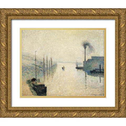 The Effect of Fog Gold Ornate Wood Framed Art Print with Double Matting by Pissarro, Camille