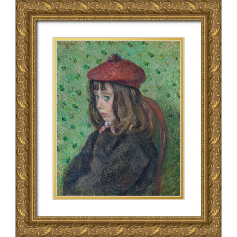 Portrait of Felix Pissarro Gold Ornate Wood Framed Art Print with Double Matting by Pissarro, Camille