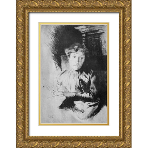 By Candlelight Gold Ornate Wood Framed Art Print with Double Matting by Weir, J Alden