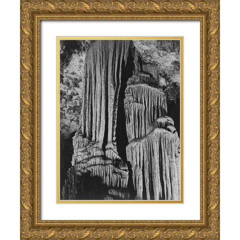 Rock formations in the Kings Chamber. Carlsbad Caverns National Park New Mexico Gold Ornate Wood Framed Art Print with Double Matting by Adams, Ansel