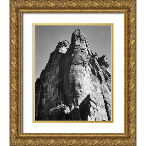 Rock formation-Zion National Park-Utah Gold Ornate Wood Framed Art Print with Double Matting by Adams, Ansel