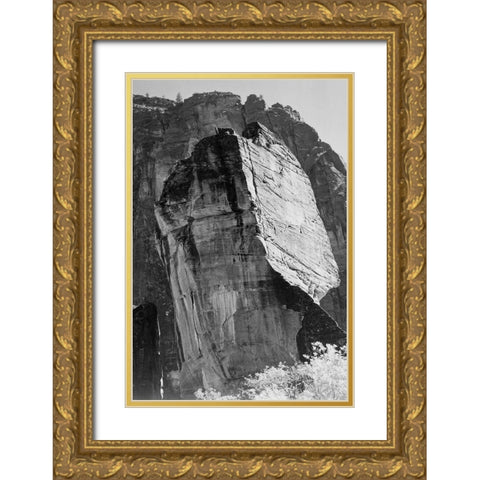 Rock formation-Light Sky Zion National Park-Utah Gold Ornate Wood Framed Art Print with Double Matting by Adams, Ansel