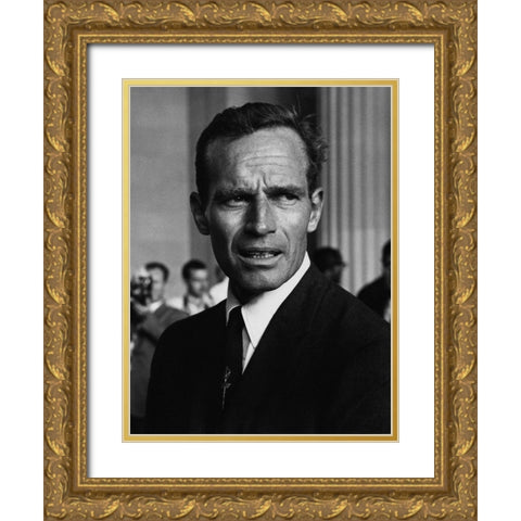 Actor Charlton Heston at the Civil Rights March in Washington-D.C 1963 Gold Ornate Wood Framed Art Print with Double Matting by U.S. Archives