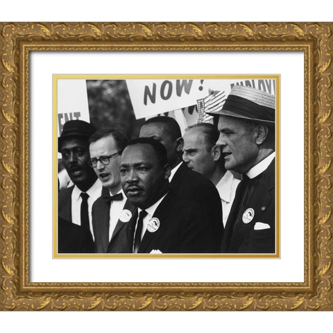 Martin Luther King Jr. during the 1963 March on Washington Gold Ornate Wood Framed Art Print with Double Matting by Scherman, Rowland