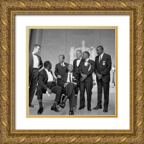 Leaders of the Civil Rights March on Washington-D.C. Gold Ornate Wood Framed Art Print with Double Matting by U.S. Archives