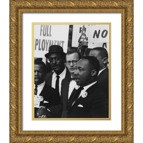 Dr. Martin Luther King Jr. at a civil rights march on Washington D.C. in 1963 Gold Ornate Wood Framed Art Print with Double Matting by U.S. Archives