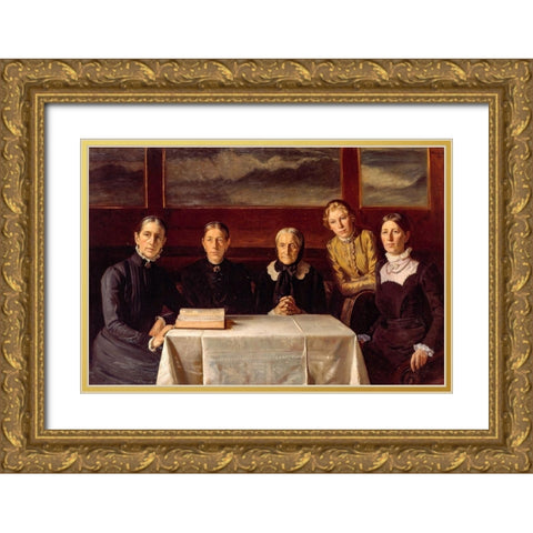Christmas Day 1900 Gold Ornate Wood Framed Art Print with Double Matting by Ancher, Michael
