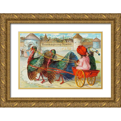 Thanksgiving Towne. We are a comin Gold Ornate Wood Framed Art Print with Double Matting by Missouri History Museum