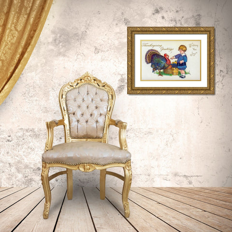 Thanksgiving Greetings. Wishing You Joy Gold Ornate Wood Framed Art Print with Double Matting by Missouri History Museum