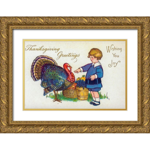 Thanksgiving Greetings. Wishing You Joy Gold Ornate Wood Framed Art Print with Double Matting by Missouri History Museum