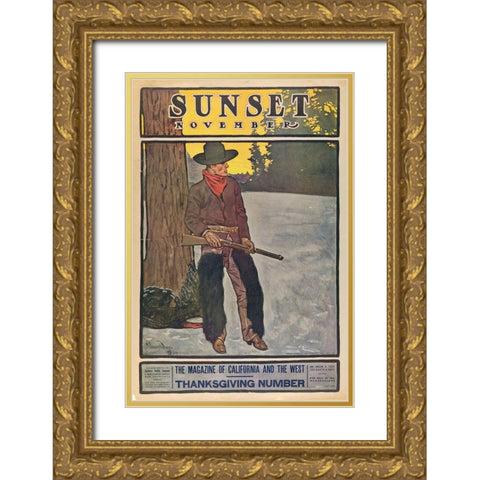 Thanksgiving Number, November Gold Ornate Wood Framed Art Print with Double Matting by Sunset Magazine