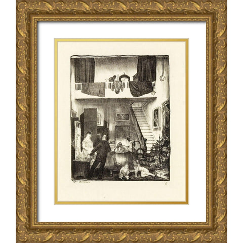 The Studio, Christmas 1916 Gold Ornate Wood Framed Art Print with Double Matting by Bellows, George