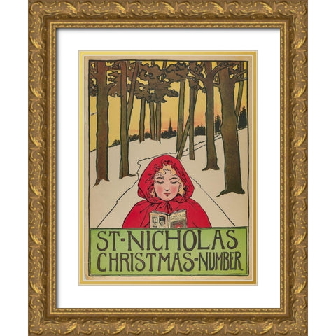 Christmas Number 1896 Gold Ornate Wood Framed Art Print with Double Matting by St. Nicholas