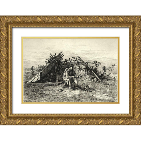 A Christmas Dinner Gold Ornate Wood Framed Art Print with Double Matting by Forbes, Edwin