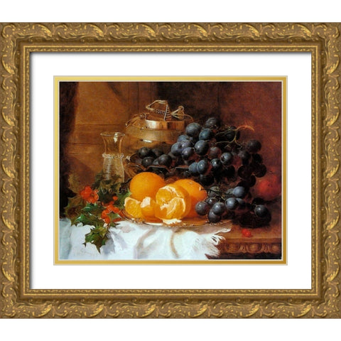 Christmas still life Gold Ornate Wood Framed Art Print with Double Matting by Stannard, Eloise Harriet