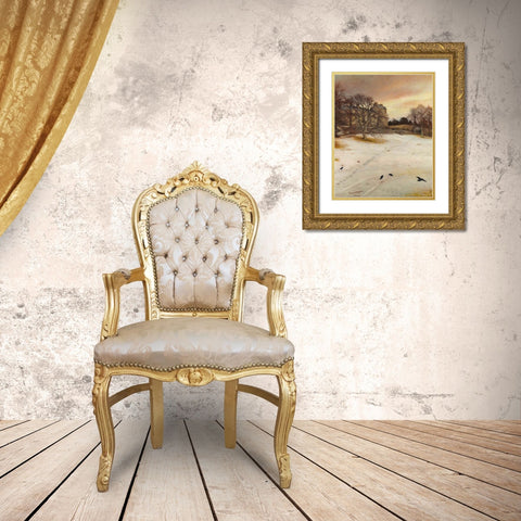 Christmas Eve Gold Ornate Wood Framed Art Print with Double Matting by Millais, John Everett