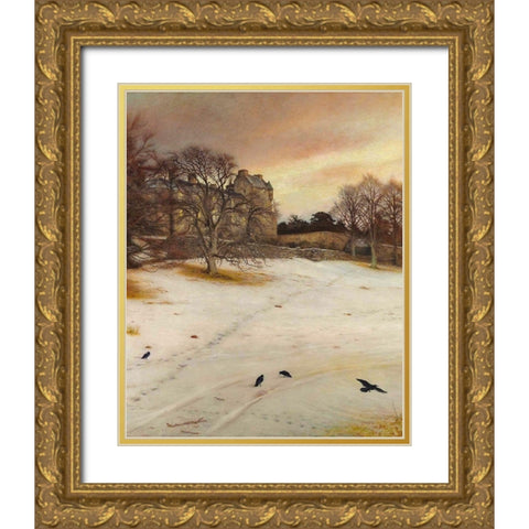 Christmas Eve Gold Ornate Wood Framed Art Print with Double Matting by Millais, John Everett