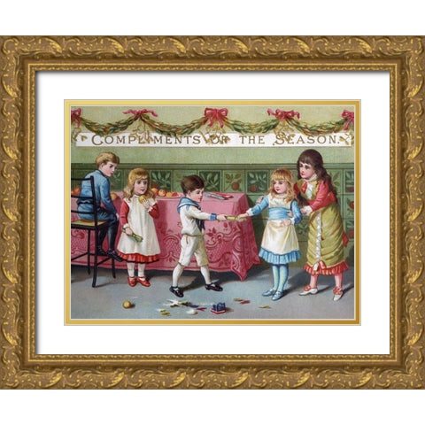 Victorian Christmas Card Gold Ornate Wood Framed Art Print with Double Matting by Nova Scotia Archives