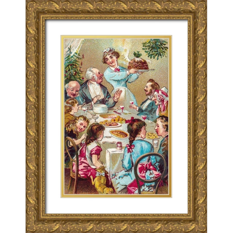 We all wish you a merry Christmas Gold Ornate Wood Framed Art Print with Double Matting by The New York Public Library