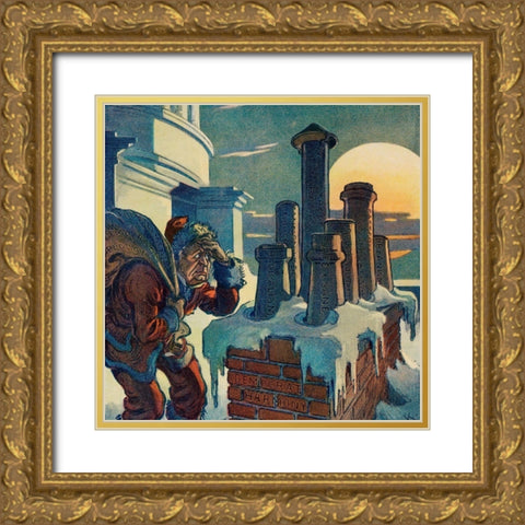 On the Democratic Roof Gold Ornate Wood Framed Art Print with Double Matting by J. Ottman Lithographic Company