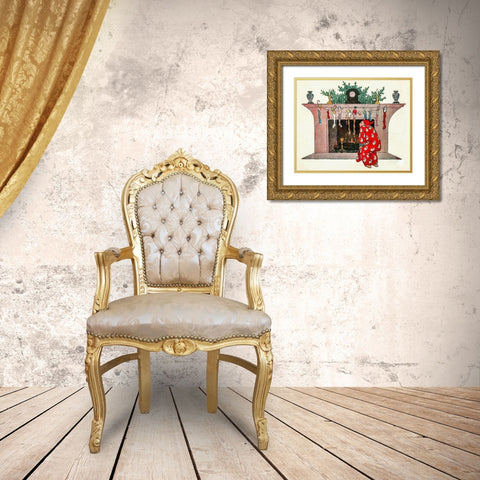 And Giving a Nod, Up the Chimney He Rose Gold Ornate Wood Framed Art Print with Double Matting by Smith, Jessie Wilcox