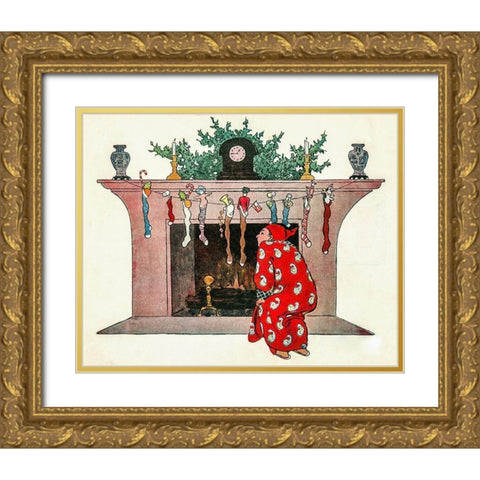 And Giving a Nod, Up the Chimney He Rose Gold Ornate Wood Framed Art Print with Double Matting by Smith, Jessie Wilcox