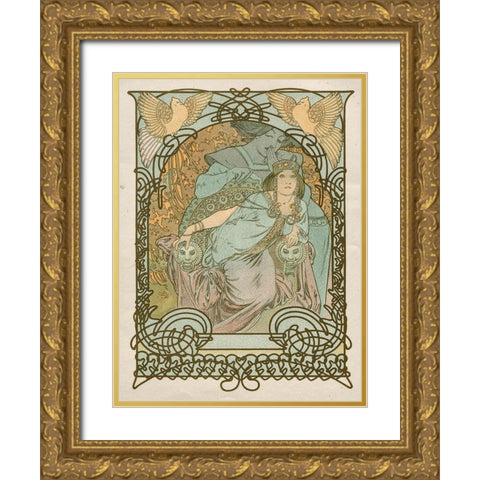 Ilsee-Princesse de Tripoli Gold Ornate Wood Framed Art Print with Double Matting by Mucha, Alphonse