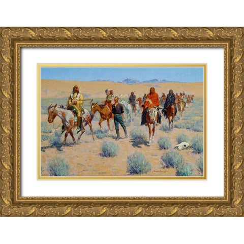 Missing Gold Ornate Wood Framed Art Print with Double Matting by Remington, Frederic
