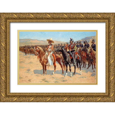 The Mexican Major Gold Ornate Wood Framed Art Print with Double Matting by Remington, Frederic