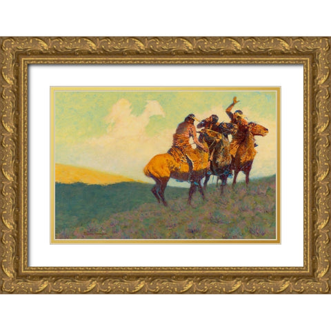 With the eye of the mind Gold Ornate Wood Framed Art Print with Double Matting by Remington, Frederic