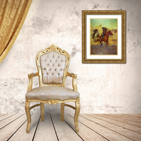Going for Reinforcements Gold Ornate Wood Framed Art Print with Double Matting by Shreyvogel, Charles