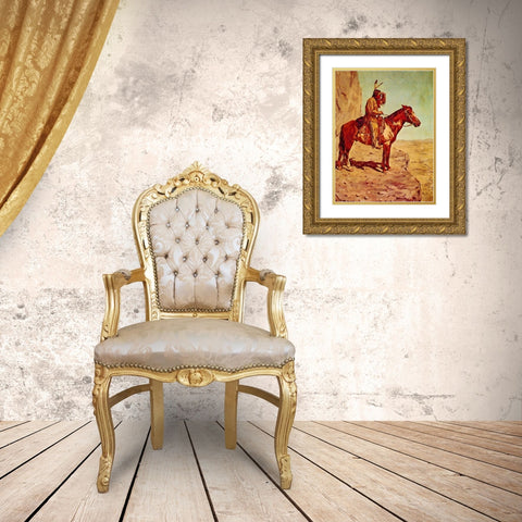The Scout Gold Ornate Wood Framed Art Print with Double Matting by Shreyvogel, Charles