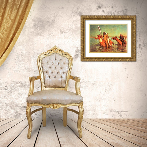 The End - Captured Bluecoat Gold Ornate Wood Framed Art Print with Double Matting by Shreyvogel, Charles