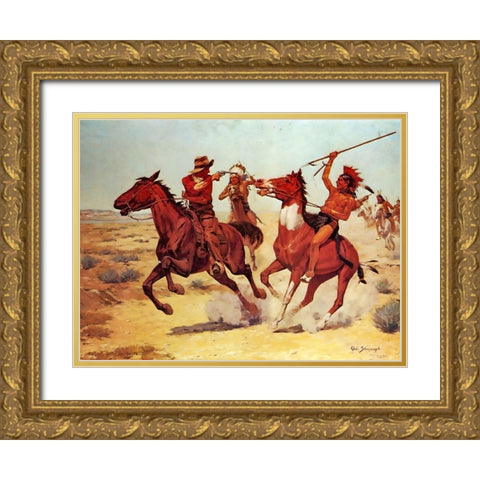 Hard Pushed Gold Ornate Wood Framed Art Print with Double Matting by Shreyvogel, Charles