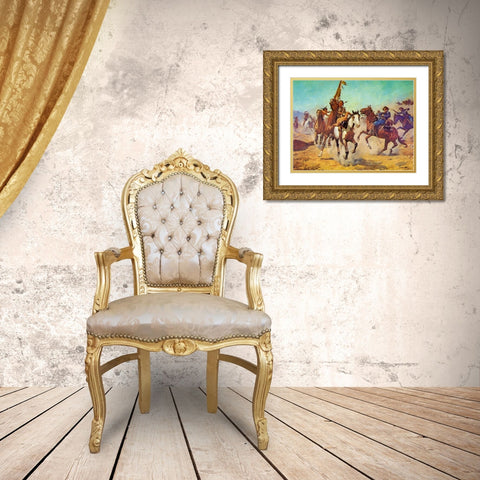 Silenced War Whoop Gold Ornate Wood Framed Art Print with Double Matting by Shreyvogel, Charles
