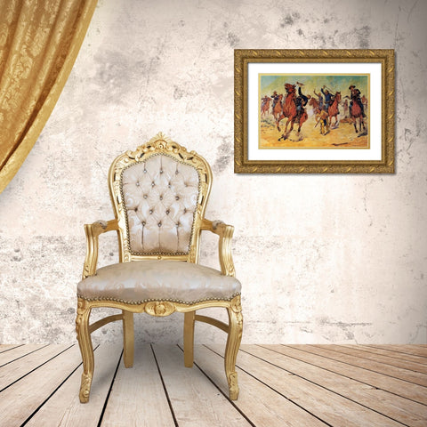 Surrounded Gold Ornate Wood Framed Art Print with Double Matting by Shreyvogel, Charles