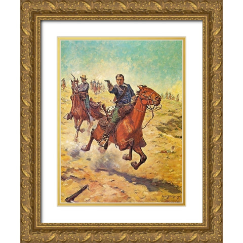 Dead Sure Gold Ornate Wood Framed Art Print with Double Matting by Shreyvogel, Charles