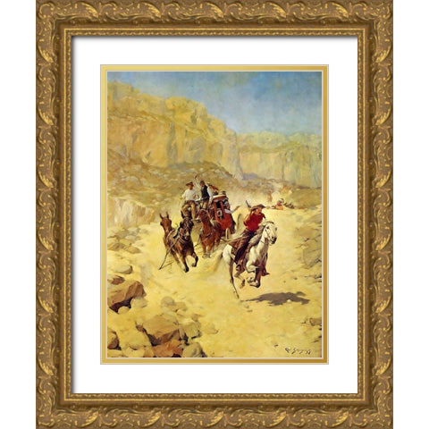 Saving the Mail Gold Ornate Wood Framed Art Print with Double Matting by Shreyvogel, Charles